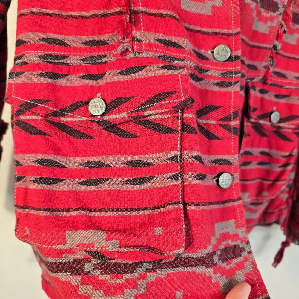 Ryan Michael Beacon Blanket Jacket Womens S Ruby Gray Boho Western Cowgirl Rodeo